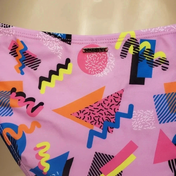 Skinny Dip S Bikini-Barbie Retro 90s  Print Pink Abstract Size Small NWOT - Picture 10 of 14